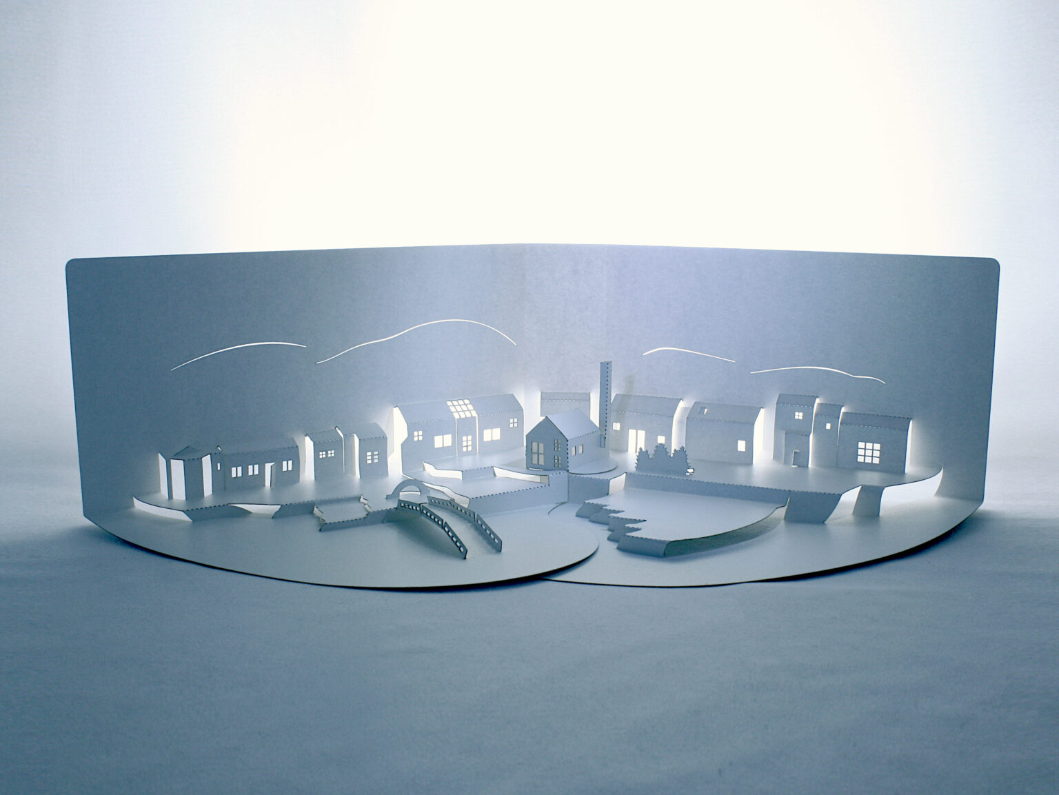 Brettet papir-modell av Bærums Verk